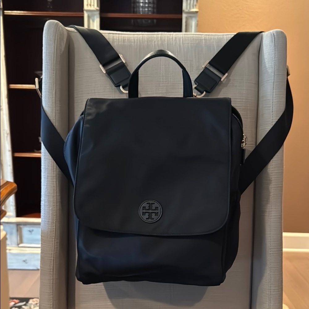 Tory Burch Black Backpack/Travel Nylon baby backpack with Structured Design